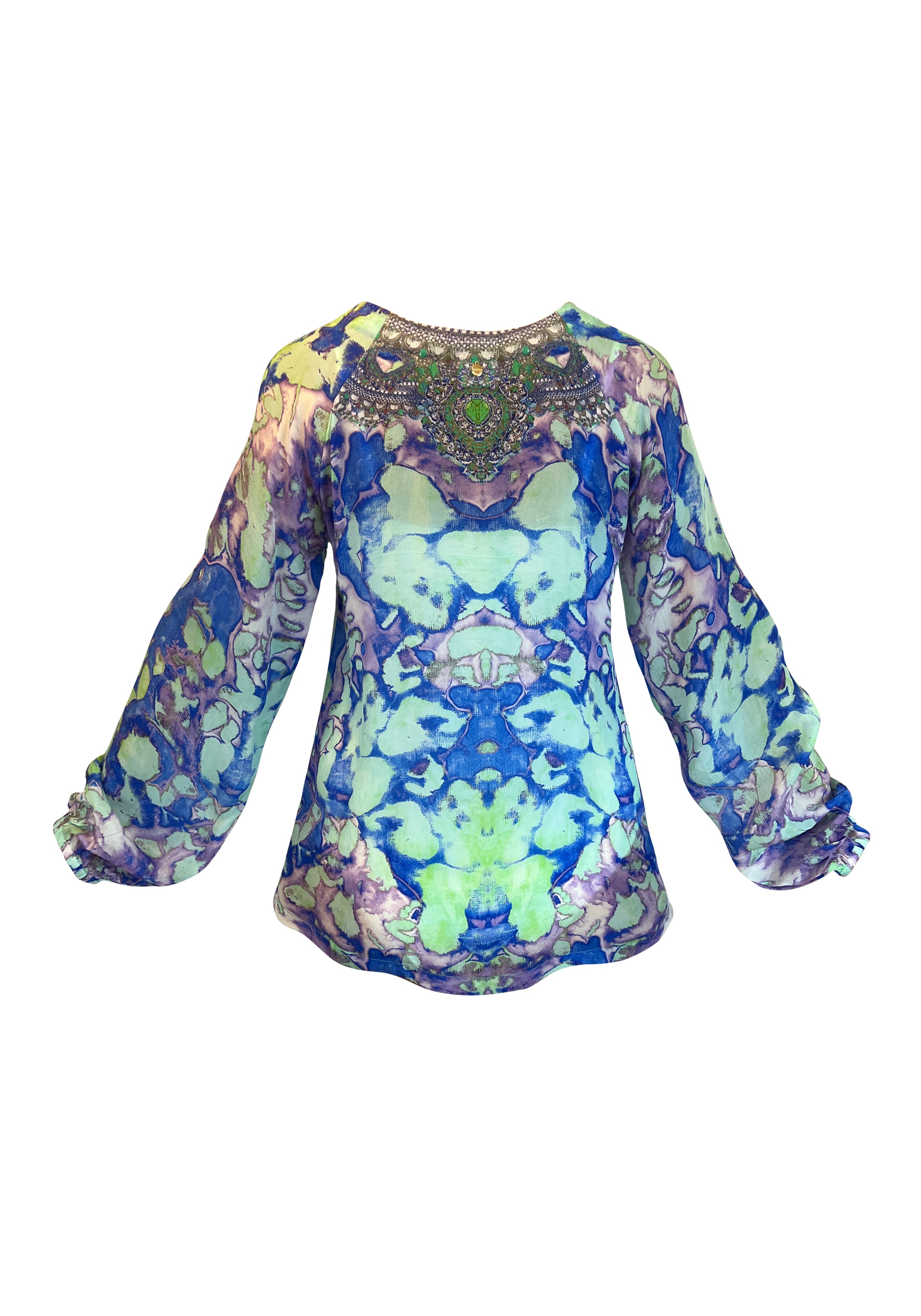 Blue Miracle  Lace up Blouse - Resort Collection