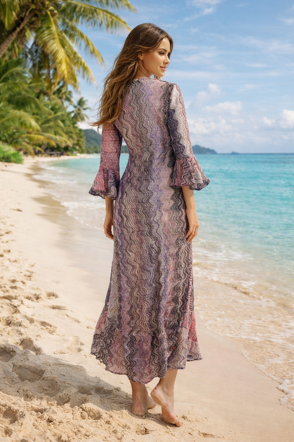 Flame Bell Sleeves Kaftan