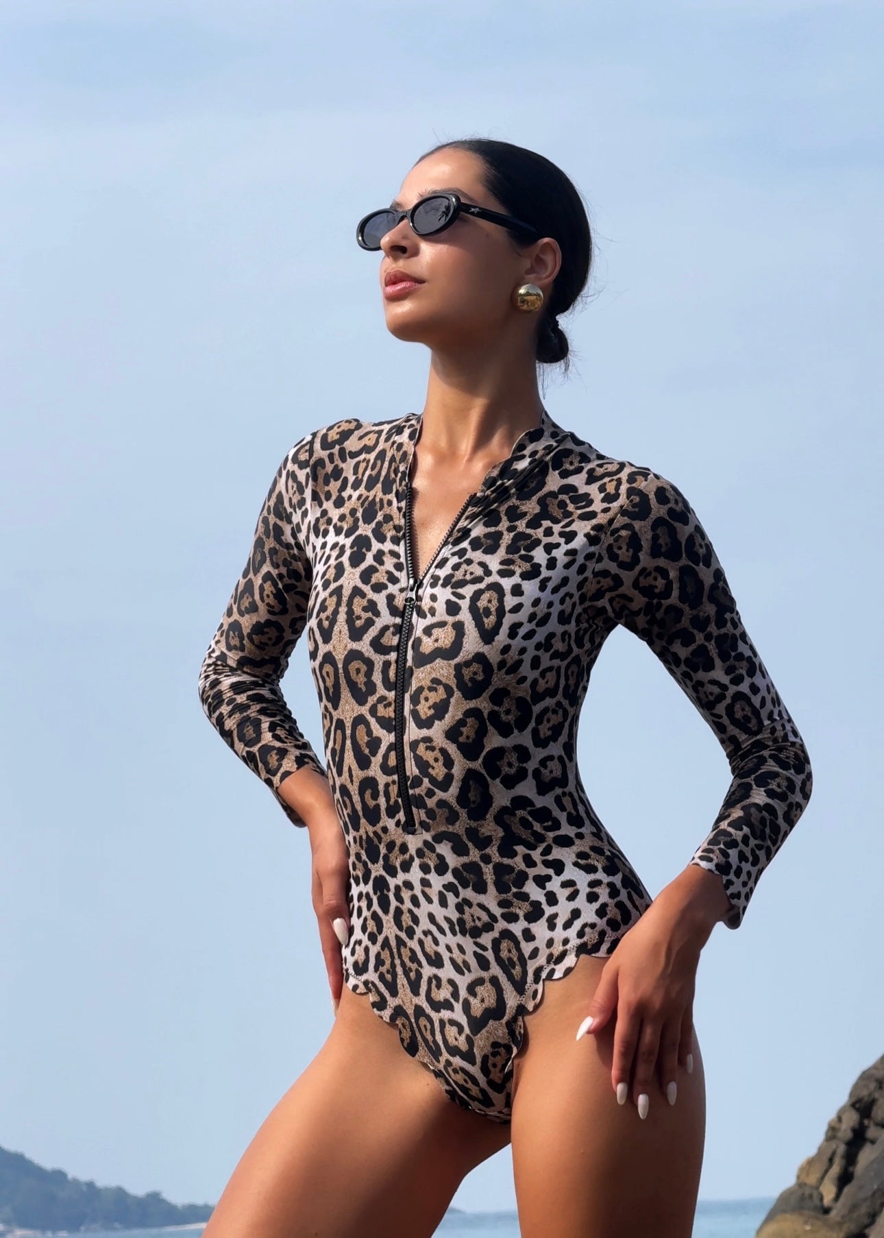 Venus Cheetah Long Sleeves Onepiece