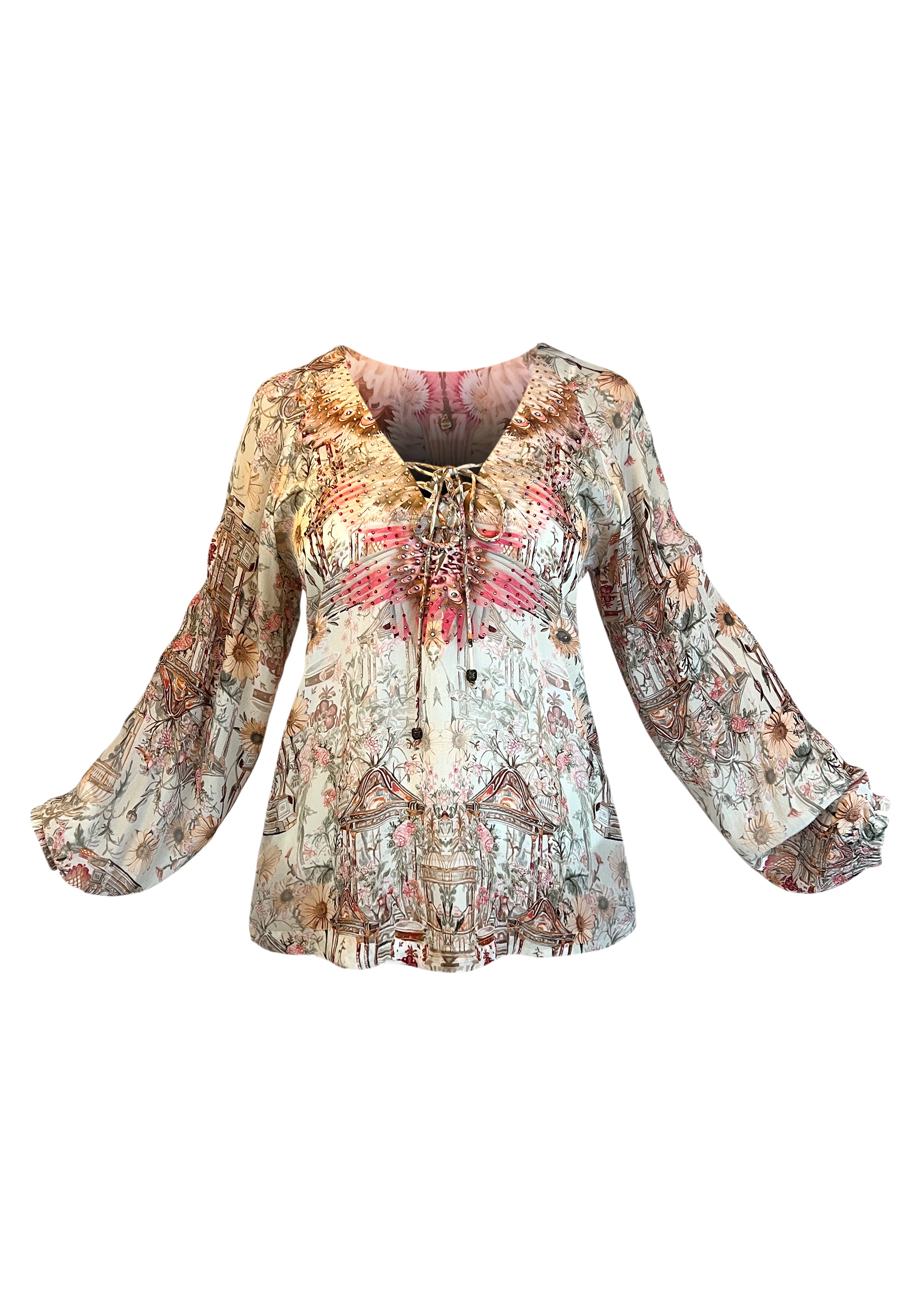 Pavillion  Lace up Blouse - Resort Collection