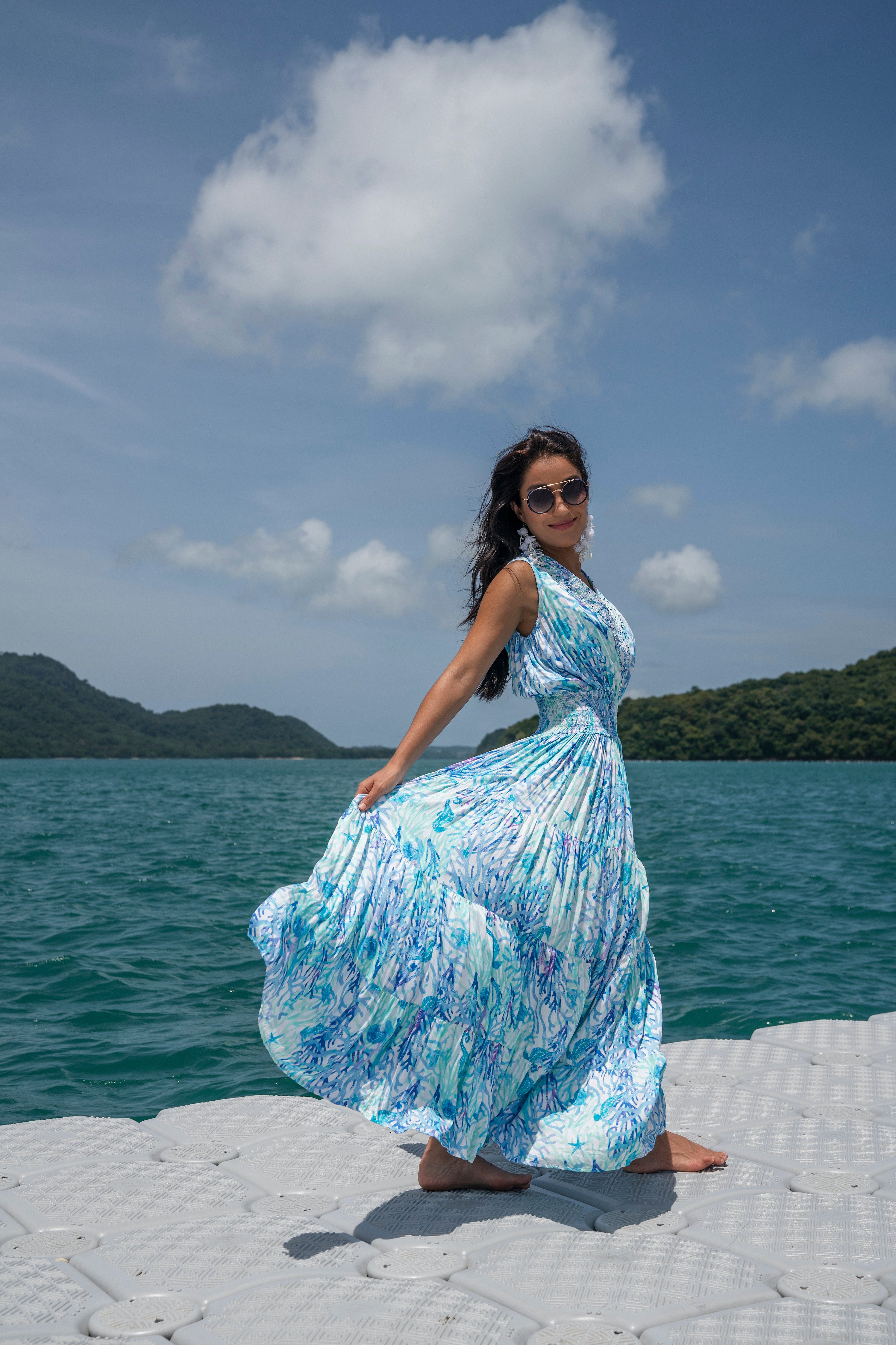 Coral Blue Coral Maxi Dress