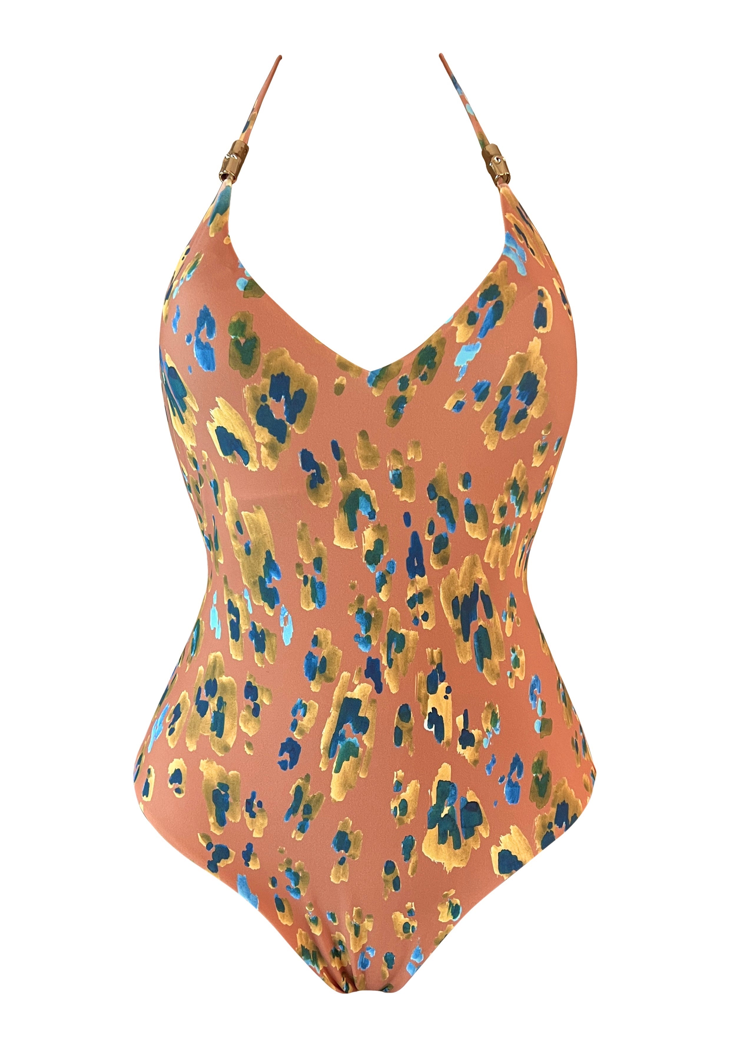 Sahara V Neck Onepiece w Bamboo Accessory and Removable Cups