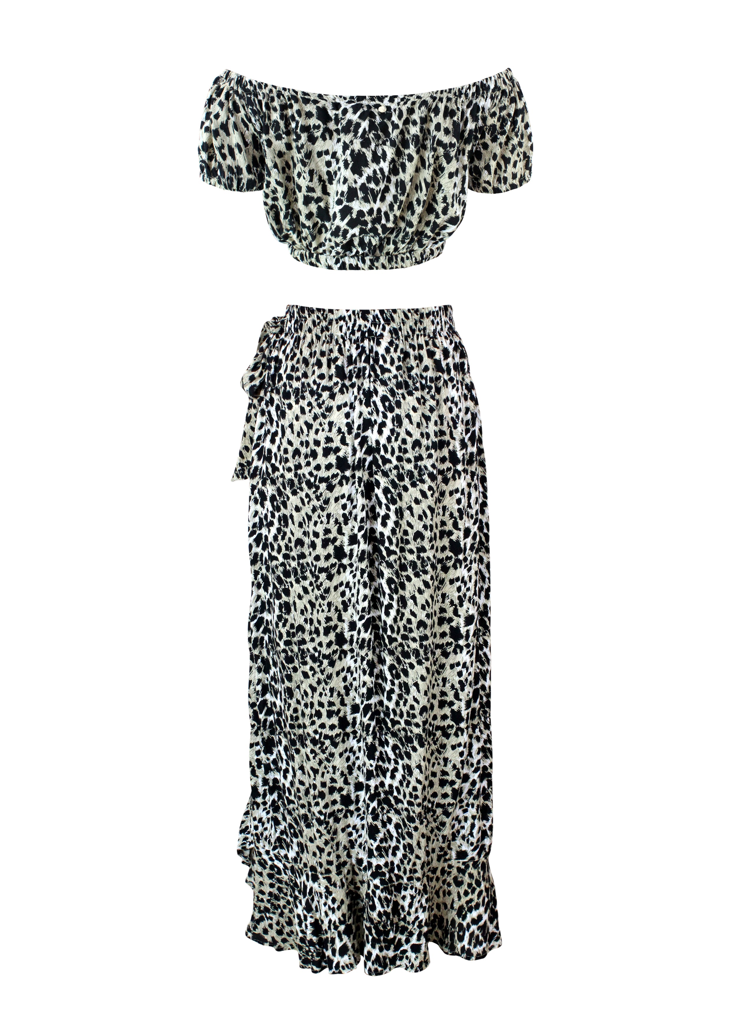 Leopard Black Katya Top and Skirt - Resort Collection