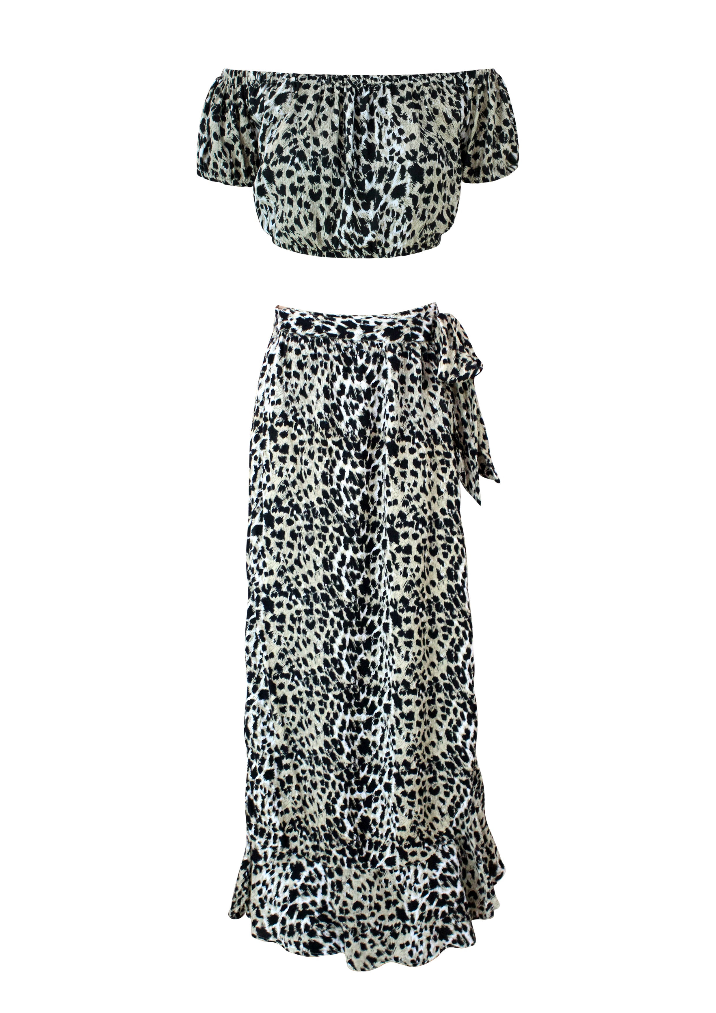 Leopard Black Katya Top and Skirt - Resort Collection