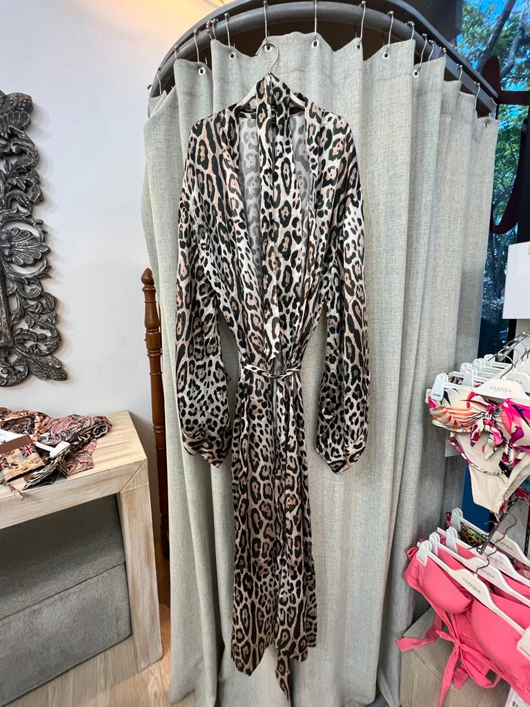 Black Cheetah Maxi Kimono - Resort Collection